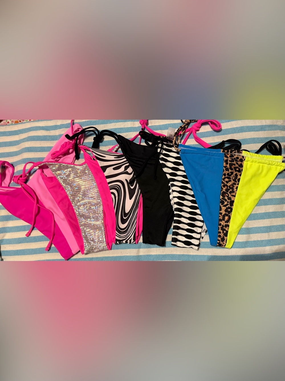 Lot of 6 tie side bikinis size LARGE